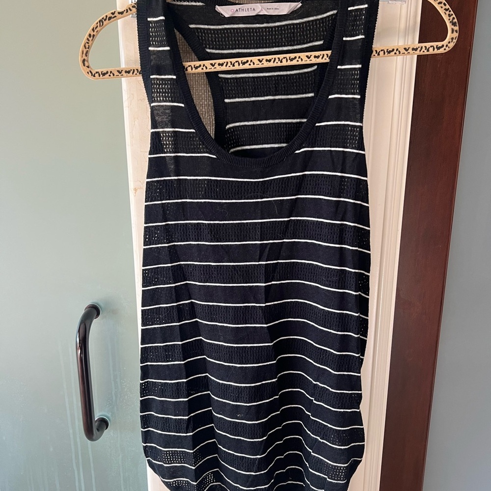 Athleta Black and White Mesh Detail tank top